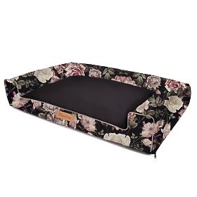Hundebett XL - schwarz mit Rosen