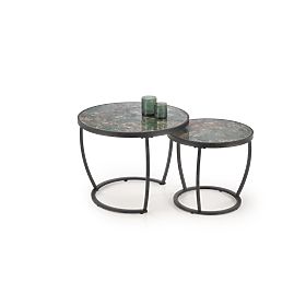 INES Set aus 2 Tischen, grüner Marmor / schwarz (1p=1set)