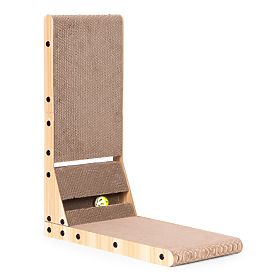 Karton-Kratzbrett für Katzen, Eck-Kartonbett mit Spielzeug Petsi, PETSI