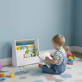 Kinderbücherregal Montessori Bücherregal Organizer 2 Ebenen weiß ECOTOYS, EcoToys