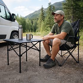 Klappbarer Campingtisch 53x55 cm mit Tasche schwarz MultiGarden, MultiGarden