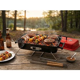 Klappbarer tragbarer Holzkohlegrill CAMPAL mit Deckel