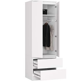 KLEIDERSCHRANK STAR S 60 cm 2 TÜREN 2 SCHUBLADEN WEISS