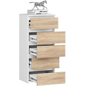 KOMMODE CL5 PK WEISS / EICHE SONOMA