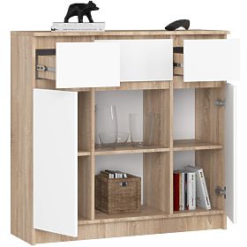 KOMMODE K100 2D 3SZ 1P PK EICHE SONOMA / WEISS