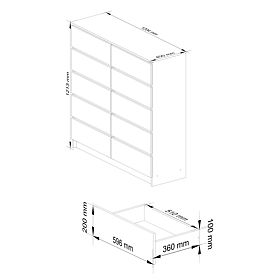 KOMMODE K120 10SZ CLP PK EICHE ARTISAN / WEISS