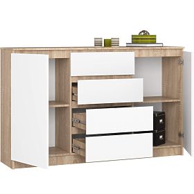KOMMODE K160 2D 4SZ CLP PK EICHE SONOMA / WEISS