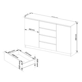 KOMMODE K160 2T 4SZ CLP PK EICHE ARTISAN