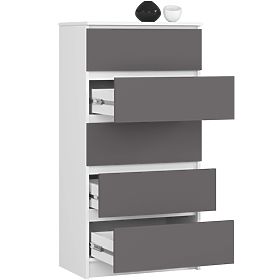 KOMMODE K60 5SZ CLP PK WEISS / GRAU