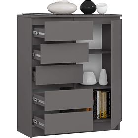 KOMMODE K80 1T 5SZ PK GRAPHITGRAU