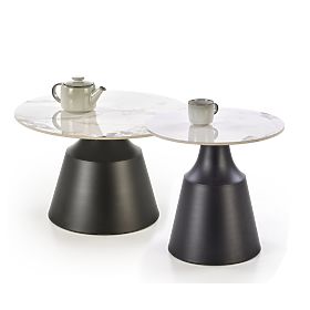 MAGNETA Set aus 2 Bänken, weißer Marmor / schwarz (2p=1Stk), Halmar