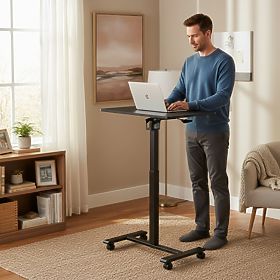 Mobiler, höhenverstellbarer Tisch 70x48 cm Laptop-Tisch Höhenverstellung 71,5-112 cm schwarz ModernH, MODERNHOME