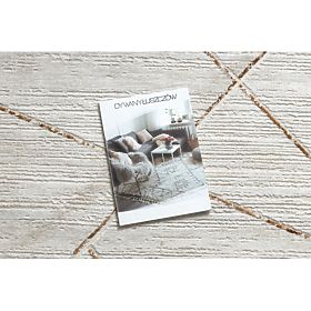 Moderner Teppich DUKE 51557 Creme / Gold - Geometrisch, strukturiert, sehr weich, Fransen, F.H.Kabis