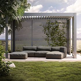 Modulares Gartenecksofa Vacuum III mit Bezug, grau
