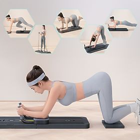 Multifunktionale faltbare Pilates-Reformer-Trainingsplatte mit LCD-Display und Expander ModernHome, MODERNHOME