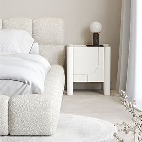 Nachttisch Lunaria mit gefräster Front, weiß, lectus