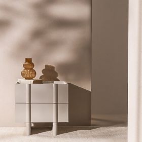 Nachttisch Moss kaschmirfarben, abgerundet