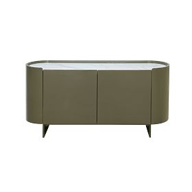 Ovale Kommode Nari, grün/grau, Spiek, glänzend