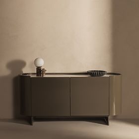 Ovale Kommode Nari, grün/grau, Spiek, glänzend