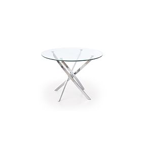 RAYMOND Tisch, Platte - transparent, Beine - Chrom