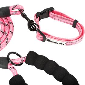 Reflektierendes Hundeleine und Halsband PJ-036 Rosa, PuppyJoy