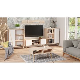 Regal Schrank Fondi Eiche Sonoma - Weiß, skandinavisch