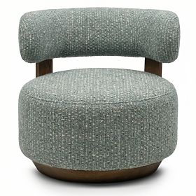 Relax-Sessel Dolce, geschwungene Formen, blau-beige/Nussbaum