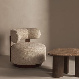 Relax-Sessel Dolce, runde Formen, beige-grau/Nussbaum