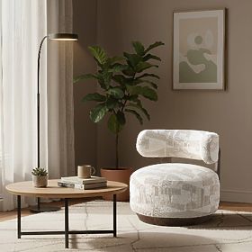 Relaxsessel Dolce, abgerundete Formen, beige/creme, Nussbaum, lectus