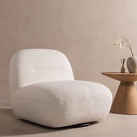 Relaxsessel Giorgia mit Drehfuß, cremefarben, Bouclé