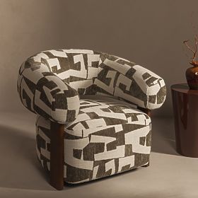 Relaxstuhl Maribel oliv-creme/nussbaum, abgerundete Formen