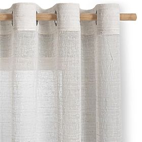 RESTILO Vorhang DRIMAR Farbe Beige moderner Stil silberne Ösen Material Leinen, Mikrofaser 140x270