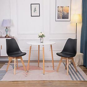 Satz von 4 Stühlen für Wohnzimmer und Esszimmer mit Kissen aus Kunstleder Schwarz ModernHome