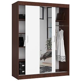 SCHIEBETÜR-KLEIDERSCHRANK 150cm CLP WENGE / WEISS