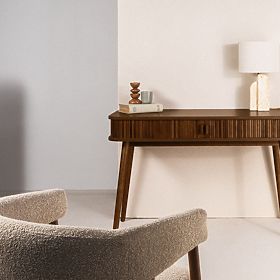 Schreibtisch Clemente mit Lamellen, Nussbaum