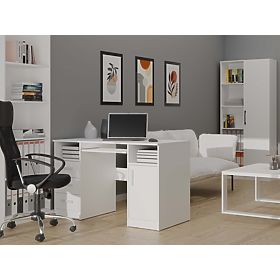 SCHREIBTISCH DELTA WEISS 120 cm 3 Schubladen Schrank Regal Für Büro Zimmer Für Laptop