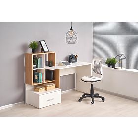 Schreibtisch GROSSO - Goldene Eiche / Weiß, Halmar