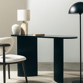 Schreibtisch/Konsole Pauline 140 cm, schwarz, Lamellen, lectus