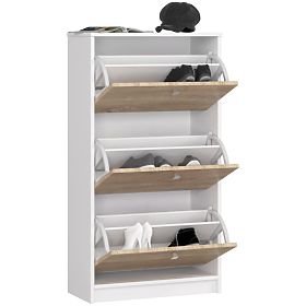 Schuhschrank 3 Klapptüren 60 cm - Weiß-Sonoma Eiche