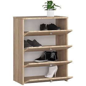 Schuhschrank mit 4 Klapptüren 60 cm - Sonoma Eiche