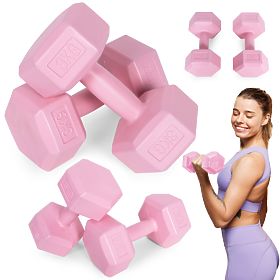 Sechseckige Hanteln Set 2x3 kg Fitnessgewichte rosa ModernHome