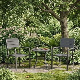 Set aus 2 Gartenstühlen für Terrasse Balkon Stahl HDPE grau MultiGarden, MultiGarden