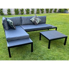 Set aus 2 x Eck-Zweisitzer-Sofa aus Stahl VENTO Couchtisch Schwarz