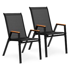 Set aus 2x Gartenstühlen komplett für Terrasse Balkon schwarz MultiGarden, MultiGarden