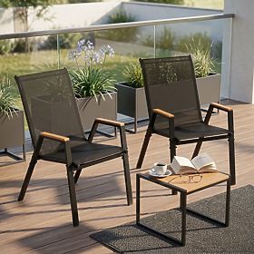 Set aus 2x Gartenstühlen komplett für Terrasse Balkon schwarz MultiGarden, MultiGarden