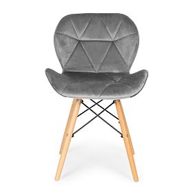 Set aus 4 Samtstühlen für Ess- und Wohnzimmer - Grau