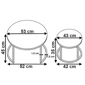 Set aus zwei Tischen Weiß Galen Small Weißer Marmor