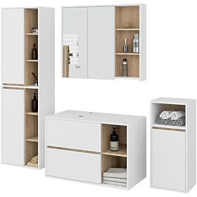 SET HÄNGENDER BADEZIMMERMÖBEL MIT ÖFFNUNGEN VAMI WEISS / SONOMA EICHE