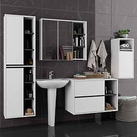 SET HÄNGENDER BADEZIMMERMÖBEL VAMI WEISS / GRAPHITGRAU