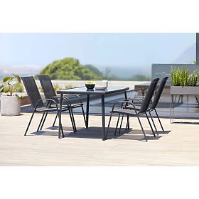 Set mit 2 Gartenstühlen für Terrasse Balkon Schwarz